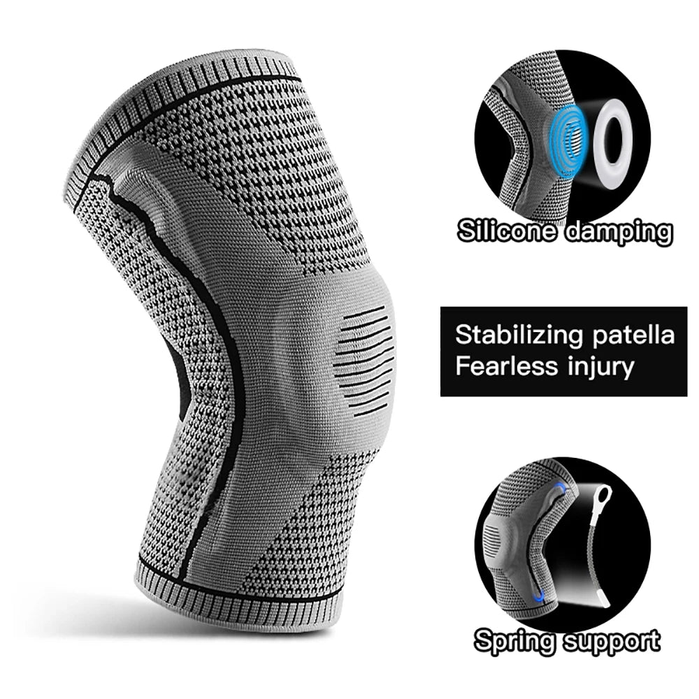 1 PC Knee Pads Strap Patella Medial Support Meniscus Silicone Compression Protection Sport Knee Braces Basketball Running Prot