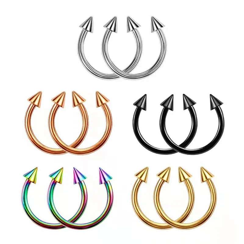 40PCS Surgical Steel Body Piercing Jewelry Lot Bulk Nose Ring Tongue Bar Lot Eyebrow Labret Piercing Set Horseshoe Ring Lot Pack