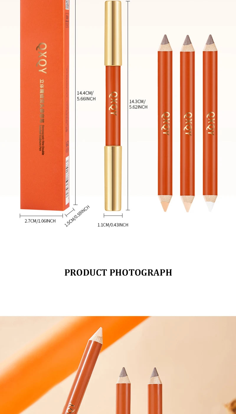 Three dimensional Fine Double Head Contour Pen to Lighten Tear Hole Natural Touch Nose Shadow Contour Holding Highlighter
