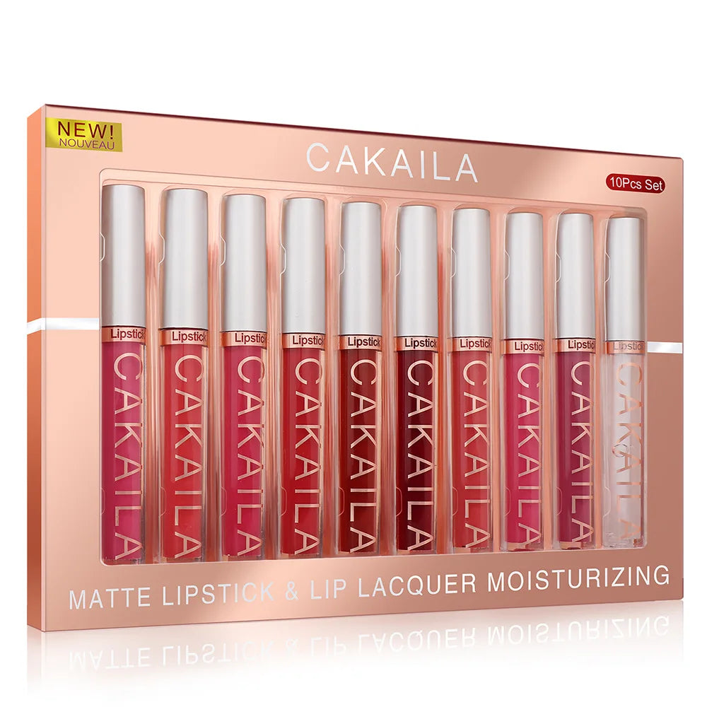 4pcs/10pcs/set Nude Lip Gloss Matte Velvet Lipstick Waterproof Long-lasting  Liquid Lipstick Women Moist Lip Tint