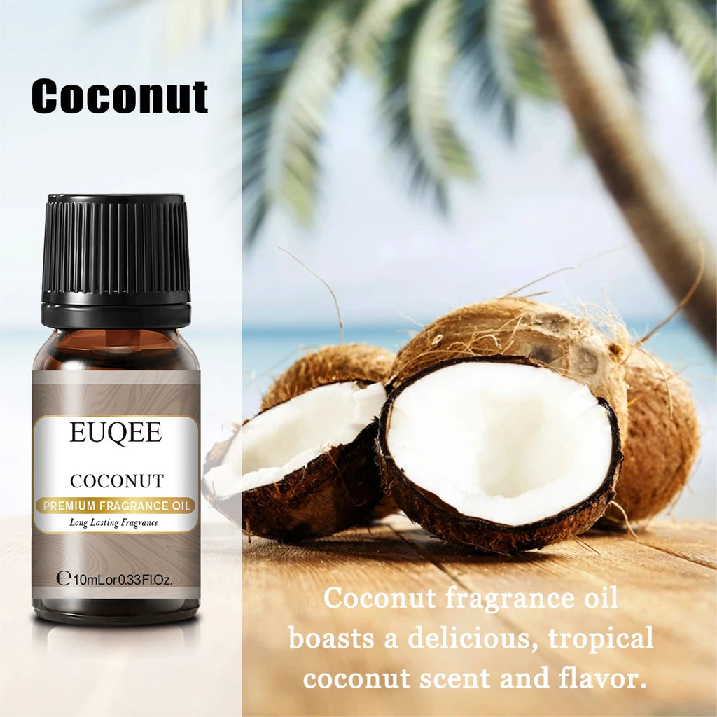 EUQEE 10ML Coconut & Vanilla Bubble Gum Fragrance Oil Coffee Pumpkin Pie Cedarwood Premium Aroma Oils For Making Candle,DIY Soap