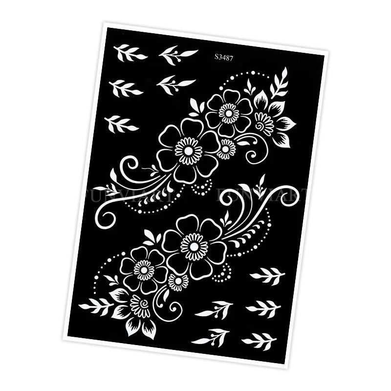 Reusable Stencil for Henna Flower Mehndi Design Tattoo Template for Women Henna Tattoo Stencil for Hand Foot Body Painting