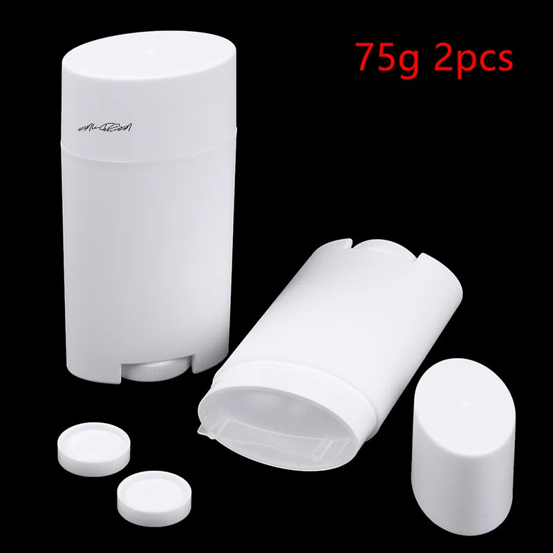 2Pcs 75g PP Empty Deodorant Containers Twist-Up Refillable Plastic Bottles for DIY Natural Deodorant Stick Tube Cosmetics