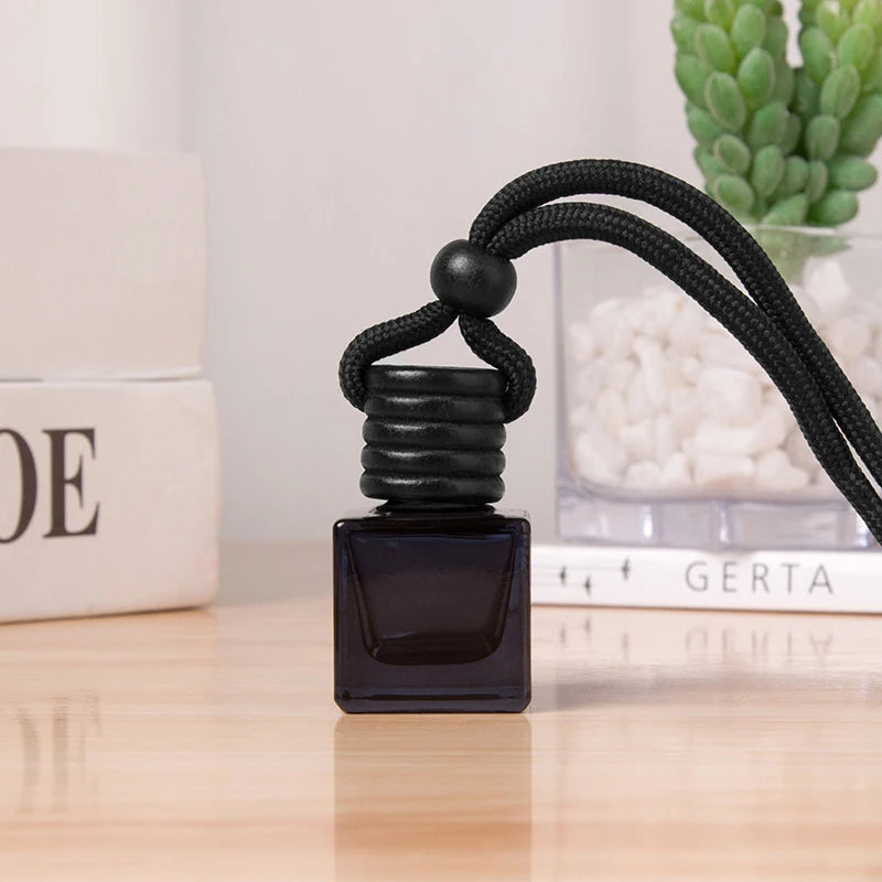 1PC Dyed Square Cap Black Cap Empty Bottle Car Essential Oil Diffuser Fragrance Air Freshener Scent Perfume Bottle Ornament