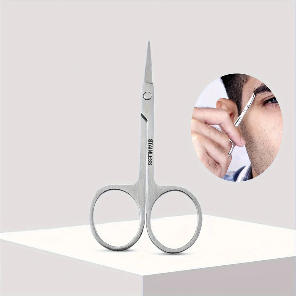 Stainless Steel Nose Hair Scissors For Facial Hair Trimming&Grooming -Ideal For Eyebrows, Eyelashes, Moustache, Beard, Nails