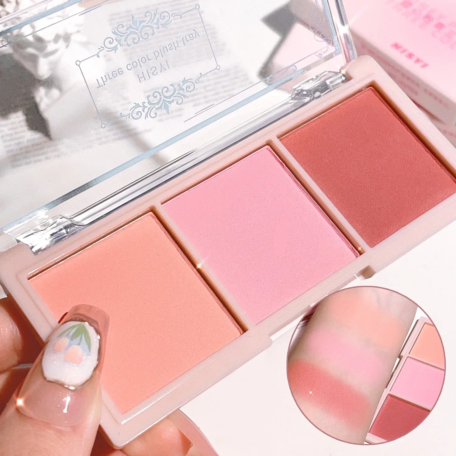 3-Color Cheek Red Plate Nude Makeup Natural Matte Milk Tea Orange Eye Shadow Makeup Lasting High Color Rendering Invisible