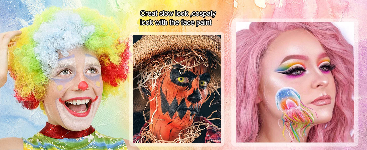 Face Body Paint Palette Oil Makeup Set 20 Colors SFX Halloween Party Painting with 10 pcs Artist Paintbrushes,Tattoo Stencil kit