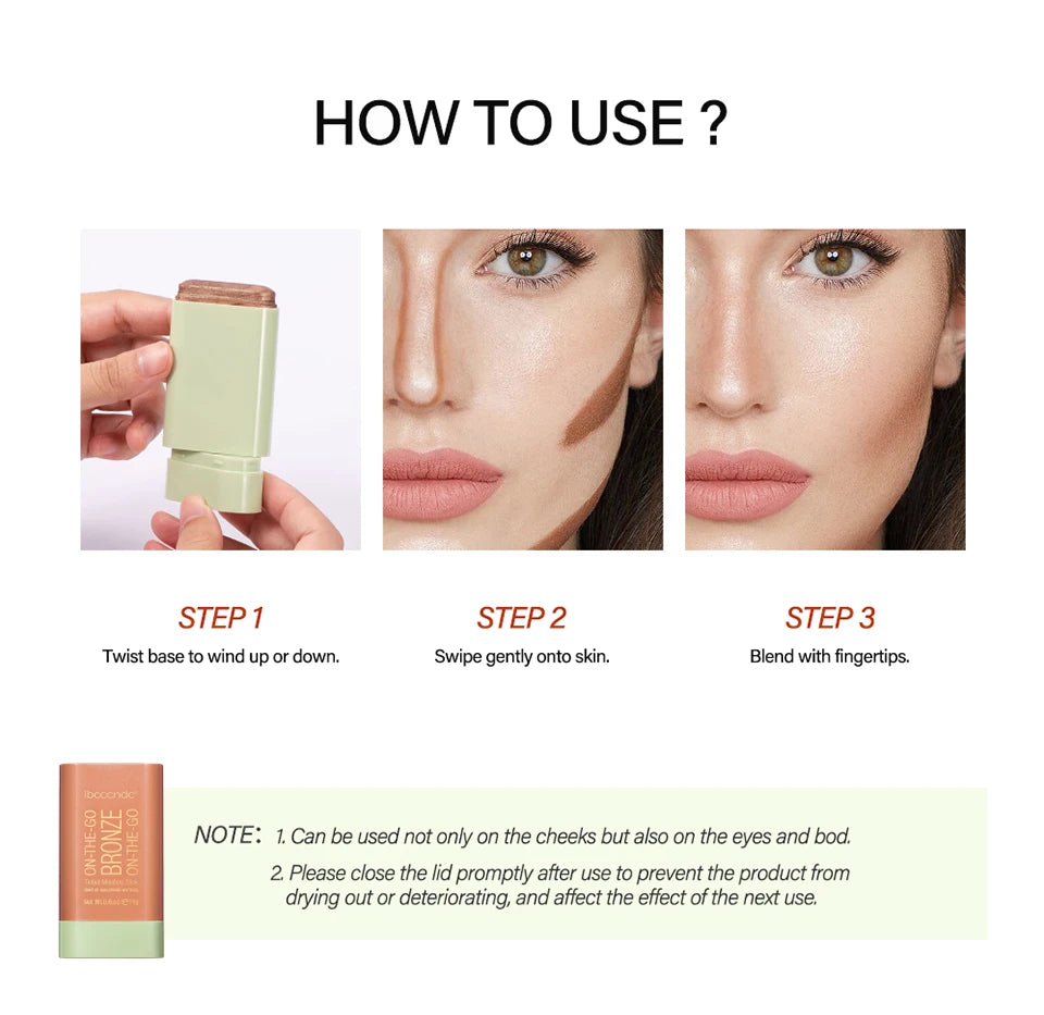 Multi-function Blush Stick Face Makeup Waterproof Easy Color Rouge Blusher Cream Contour Rendering Brightening Contour Makeup