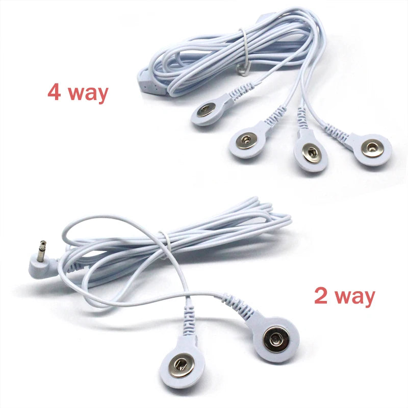 2 Way+4-Way Machine Massager Button Cable Electrode Pads Standard Connection Massage for TENS Unit Lead Wires Cables