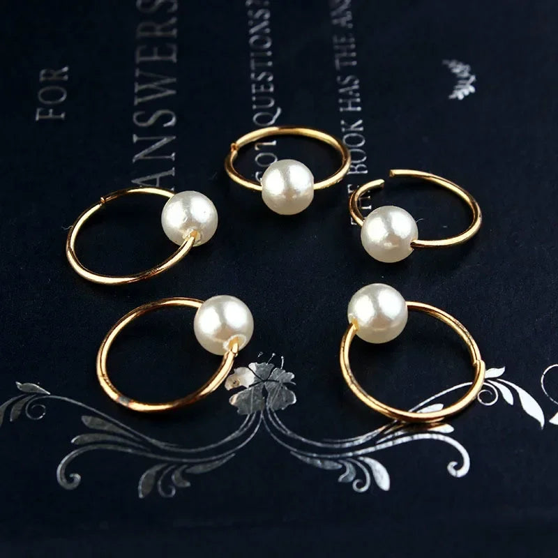 5-8Pcs Metal Hollow Out Hair Ring Accessories,Beads Hair Braid Rings Clips Dread Locks Hair Braiding Metal Cuffs Decoration Gold