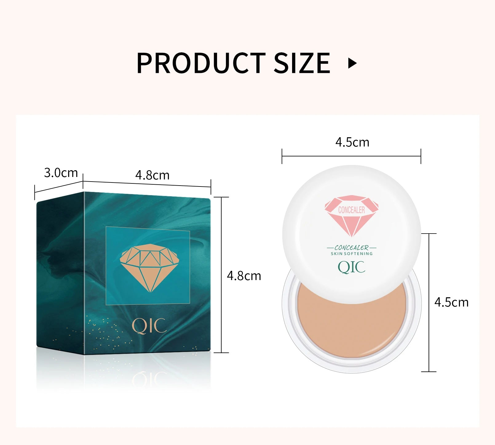 QIC Waterproof & Sweatproof Concealer Cream - Tattoo coverage, Long-Lasting Foundation, Natural,Full coverage, All Skin Types