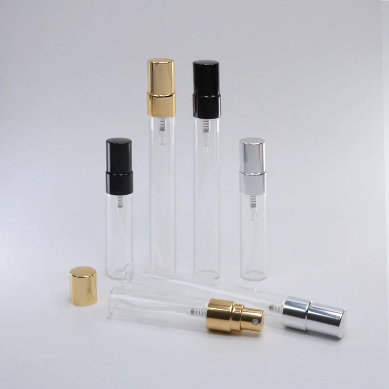 5ml 10ml 10pcs clear glass perfume bottle refillable Portable dispenser spray bottle Metal atomizer perfume bottle
