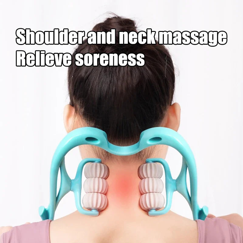 Multifunctional Cervical Neck Massager Manual Clamp with 6 Kneading Balls for Shoulder Back Relaxation