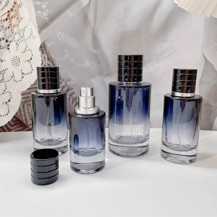 1Pcs 30ml-100ml Gradient Color Portable Glass Refillable Perfume Bottle Cosmetic Container Atomiser Sprayer Travel Cosmetic Tool