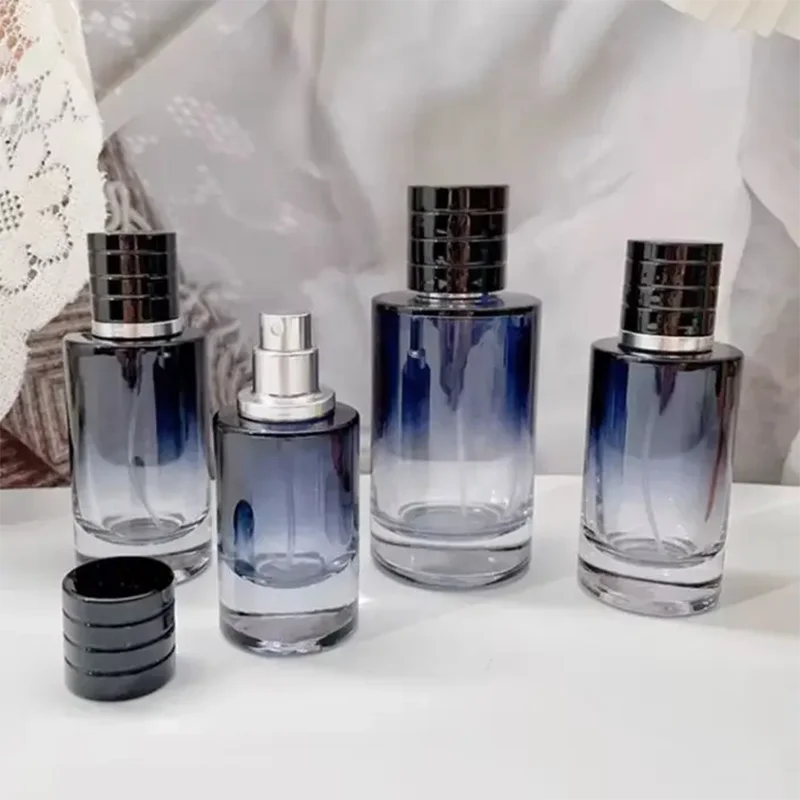 1Pcs 30ml-100ml Gradient Color Portable Glass Refillable Perfume Bottle Cosmetic Container Atomiser Sprayer Travel Cosmetic Tool