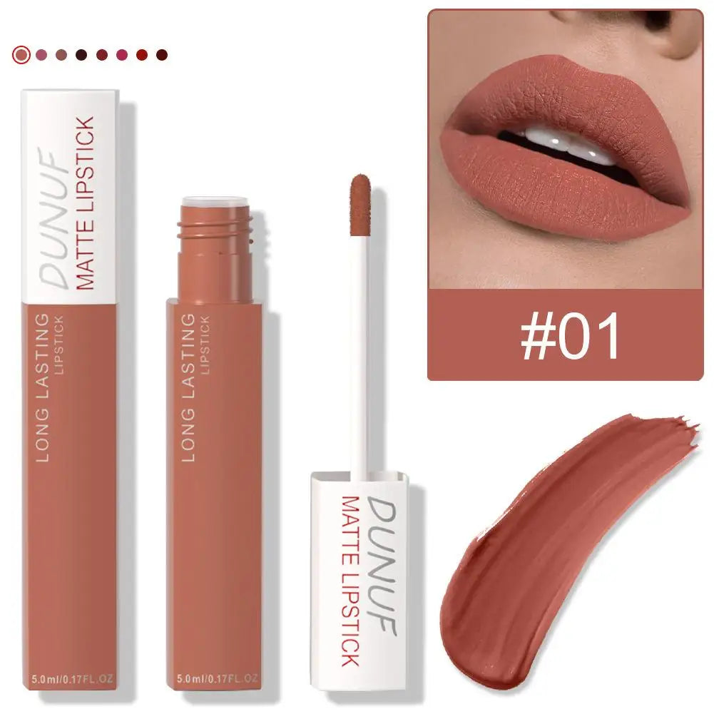 Non Stick Cup Liquid Lipstick Dark Purple Long Lasting Lip Gloss Matte Velvet Finish Resistant To Fading Waterproof Lip Cosmetic