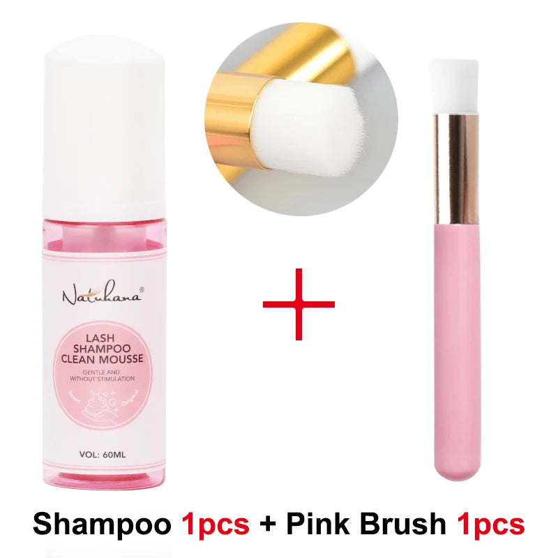 NATUHANA 60ml Gentle Lash Cleansing Mousse No Irritation Eyelash Shampoo for Extensions Grafting Makeup Remover Glue Cleanser