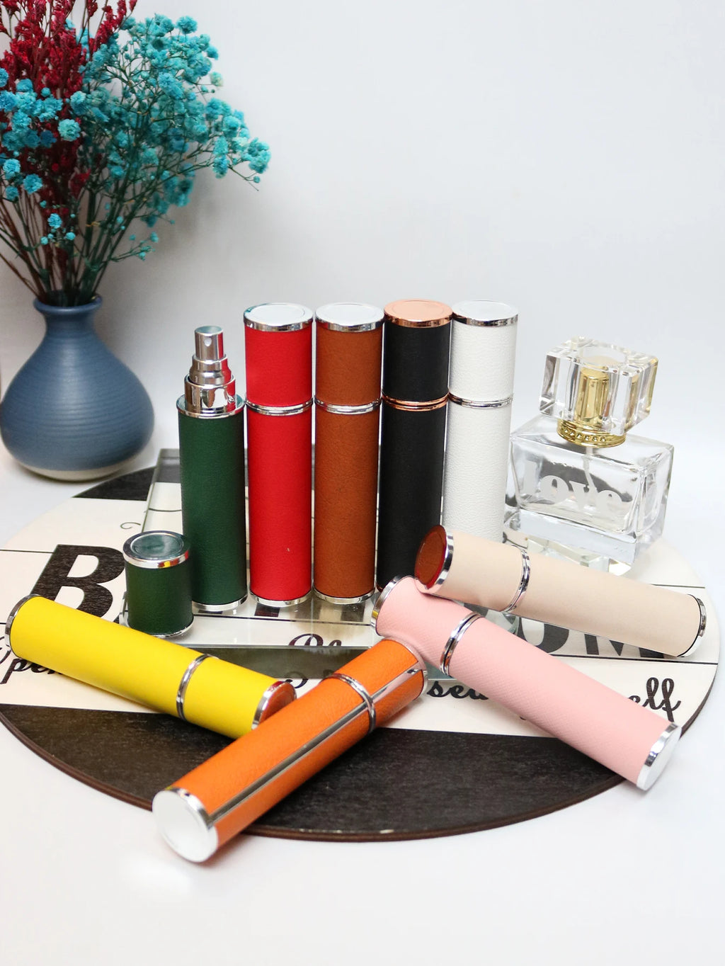 10ml Luxury Leather Wrapped Glass Perfume Spray Bottle, Portable Mini Refillable Perfume Atomizer, BPA-Free Cosmetic Container