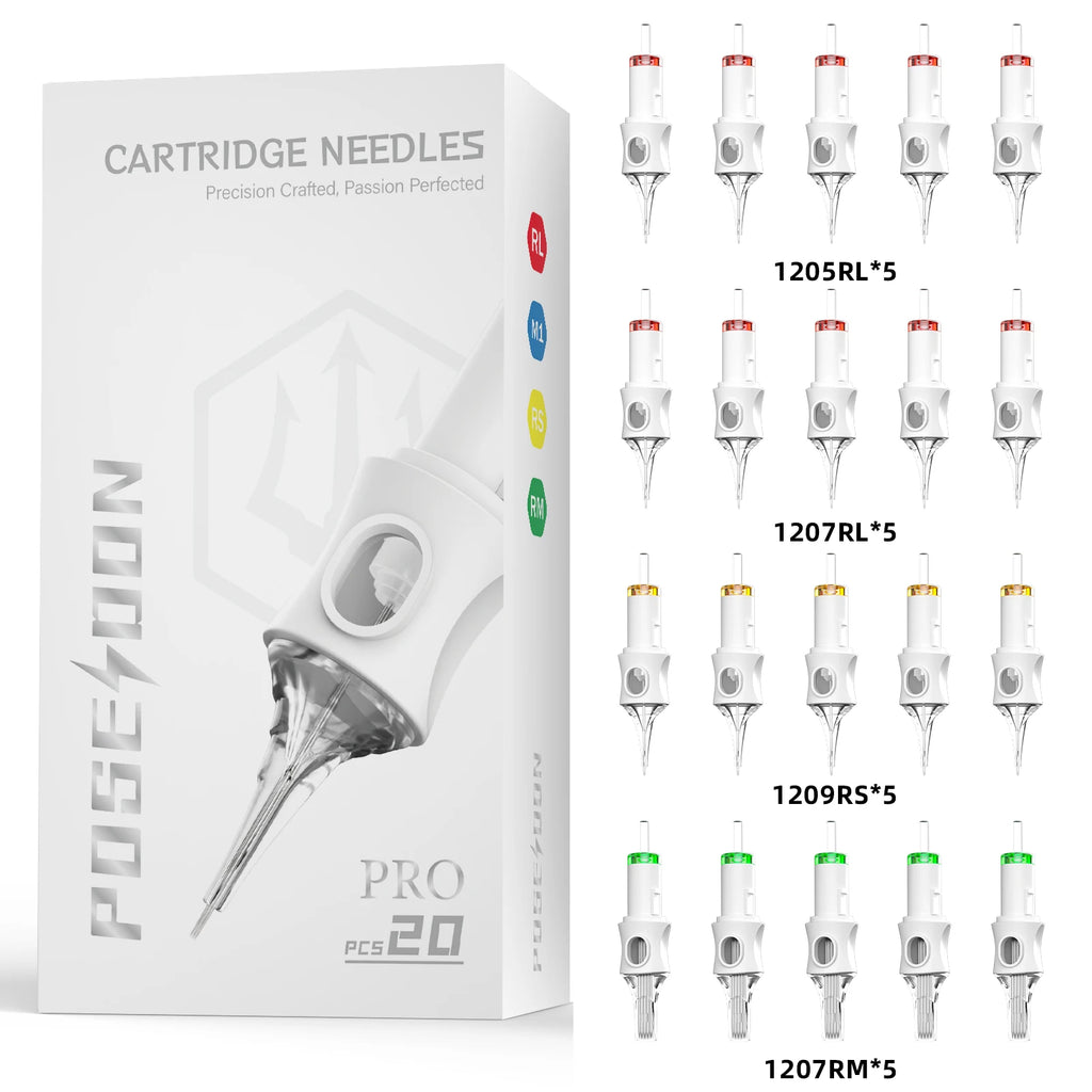 20Pcs Tattoo Needles POSEIDON V6 PRO MAX Tattoo Cartridge Needles New Disposable Safty Permanent Makeup Tattoo Needles Kit