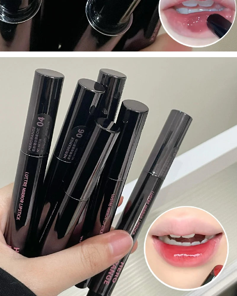HERORANGE Push-button Mirror Lipstick Moisturizing Long-lasting Lip Glaze Lipstick