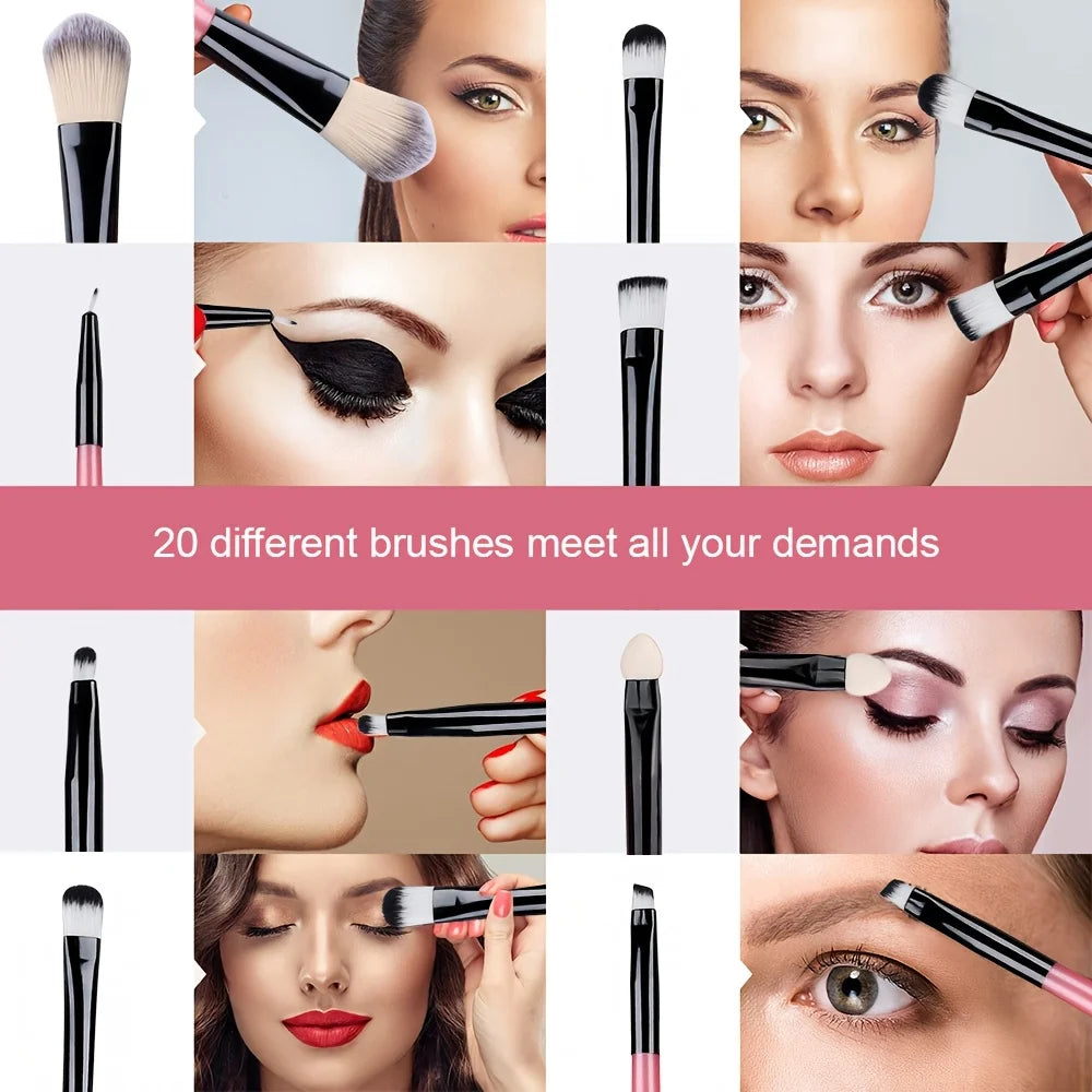 Makeup Brush Set 20Pcs Kit Soft Fluffy Eye Shadow Brushes Cosmetic Foundation Powder Highlighter Blending Beauty Tool Beginners