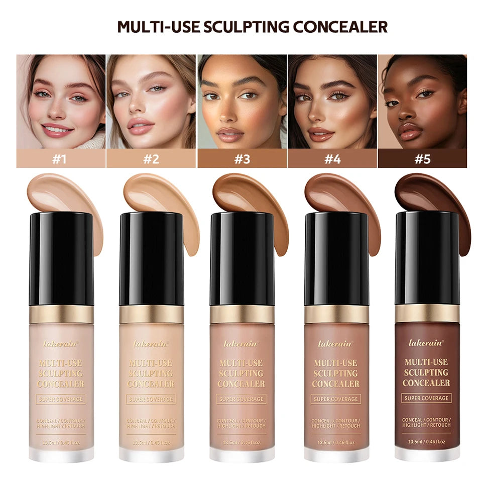 Long-lasting Coverage Concealer Matte Foundation Multi-Use Cream Oil Free Highlight and Retouch Face Makeup Products for Women