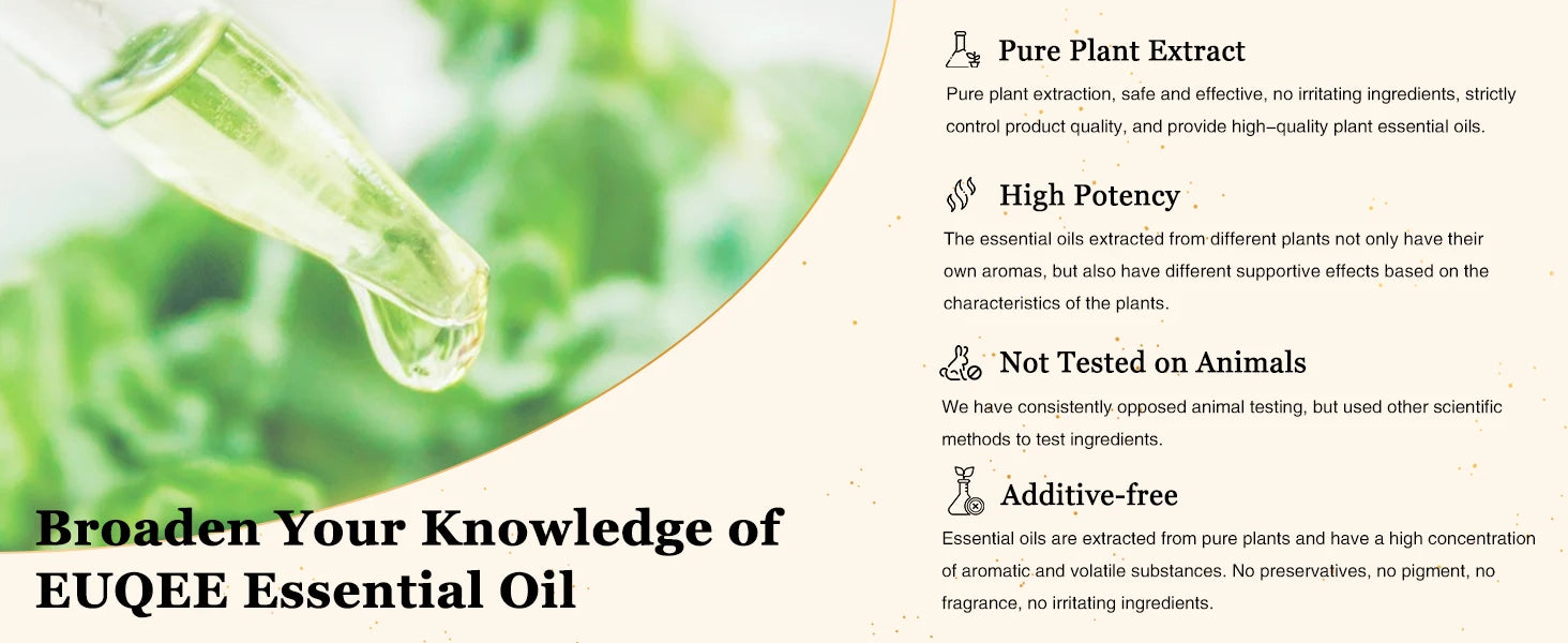 EUQEE 10ml Pure Essential Oil Peppermint Palo Santo Bergamot Eucalyptus Lavender Cinnamon Cedarwood Aromatherapy Essential Oils
