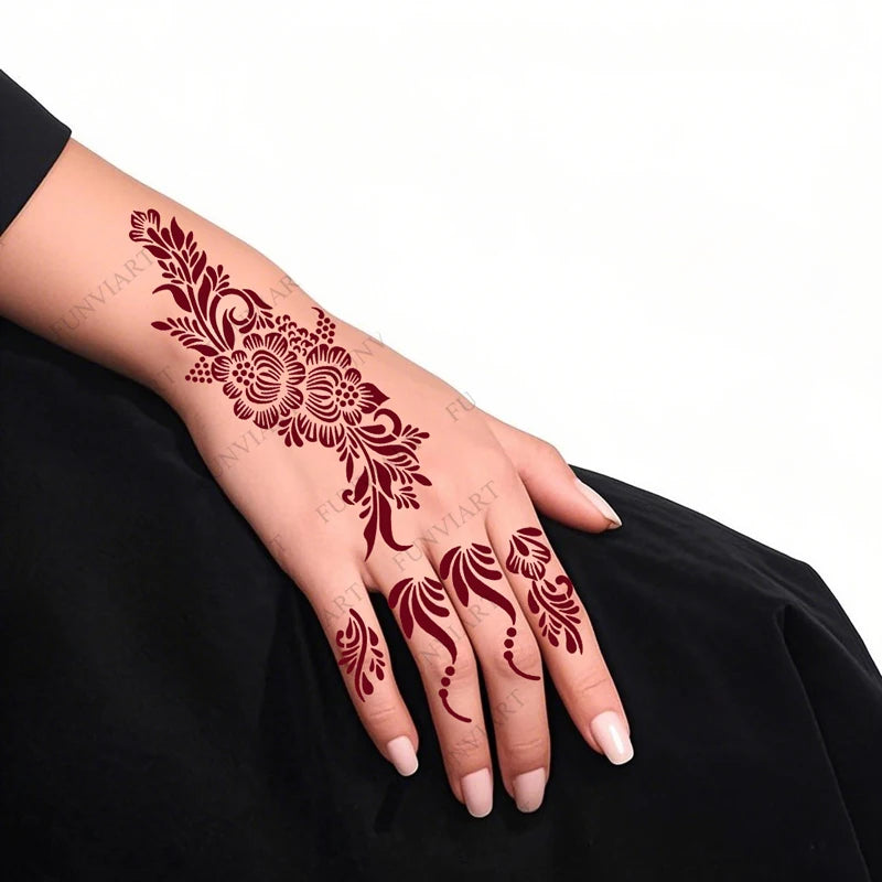 Reusable Stencil for Henna Flower Mehndi Design Tattoo Template for Women Henna Tattoo Stencil for Hand Foot Body Painting