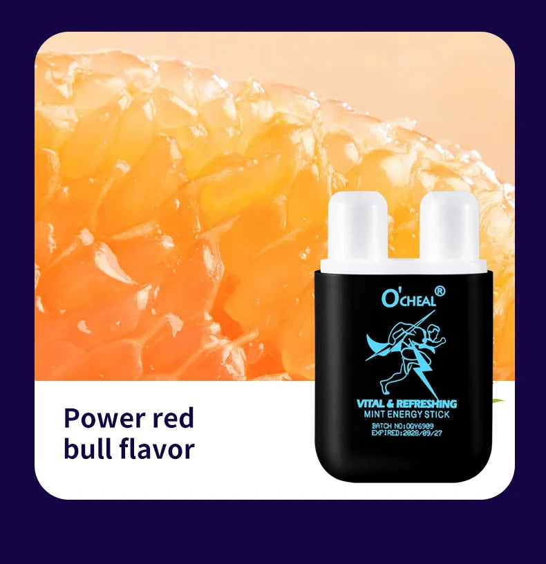 O'cheal Energy Stick Double Hole Energizing Energy Bar Fresh Mint Scent Refreshing Fatigue Relief Inhaler Energy Vapors Stick