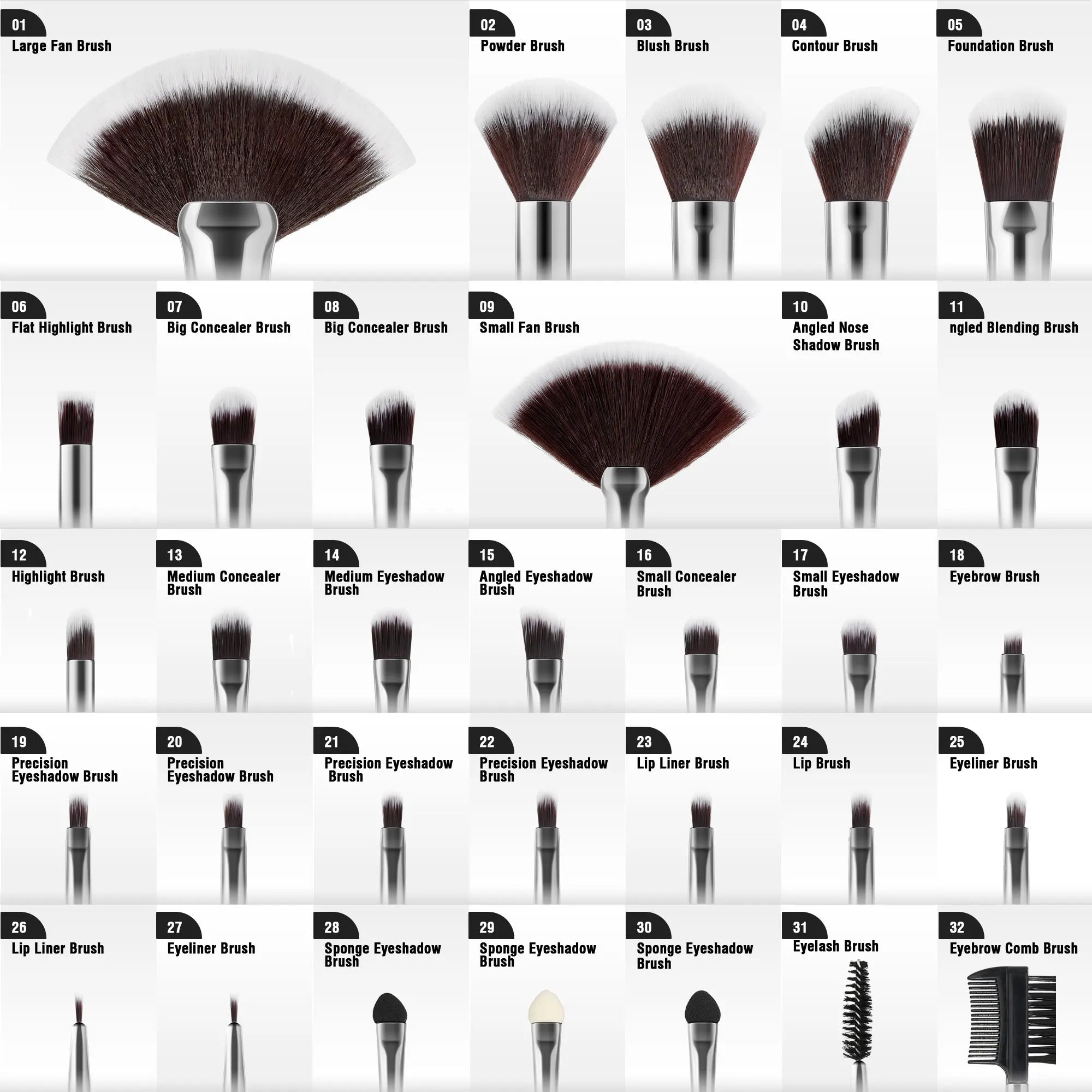 32Pc Makeup Brush Set Cosmetic Tools for Powder Eye Shadow Foundation Blush Blending Beauty Makeup Brush Kit for Makeup Starters