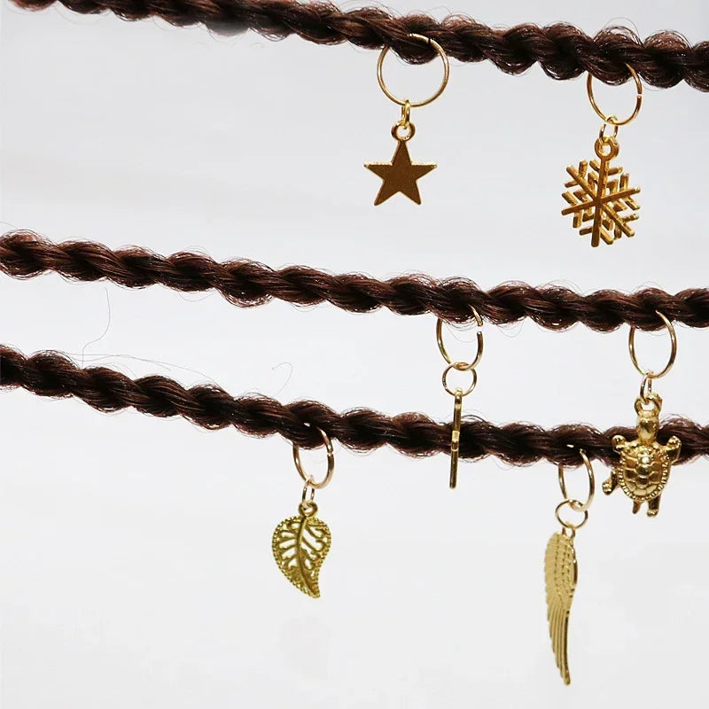 5-8Pcs Metal Hollow Out Hair Ring Accessories,Beads Hair Braid Rings Clips Dread Locks Hair Braiding Metal Cuffs Decoration Gold