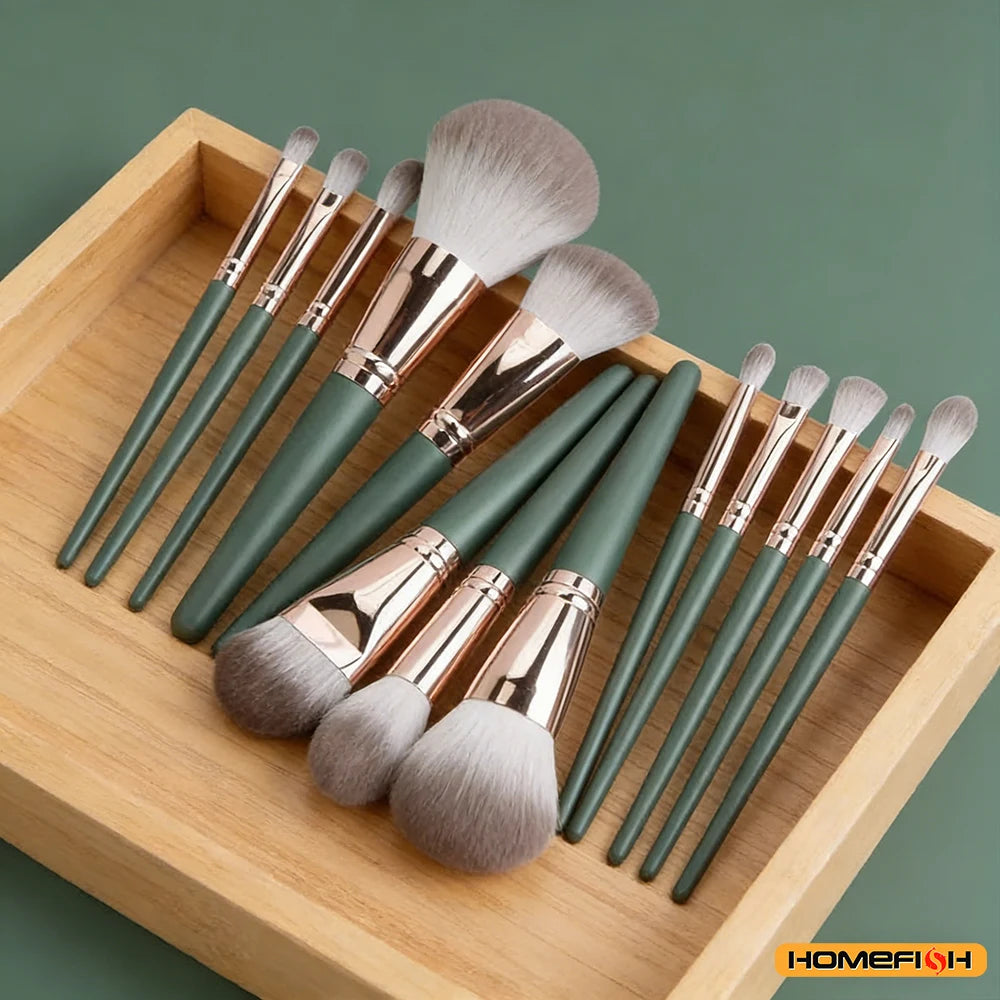 Cosmetic Powder & Blush Blending Brush Set – 14Pcs Soft Fluffy Makeup Tools for Eye Shadow & Foundation