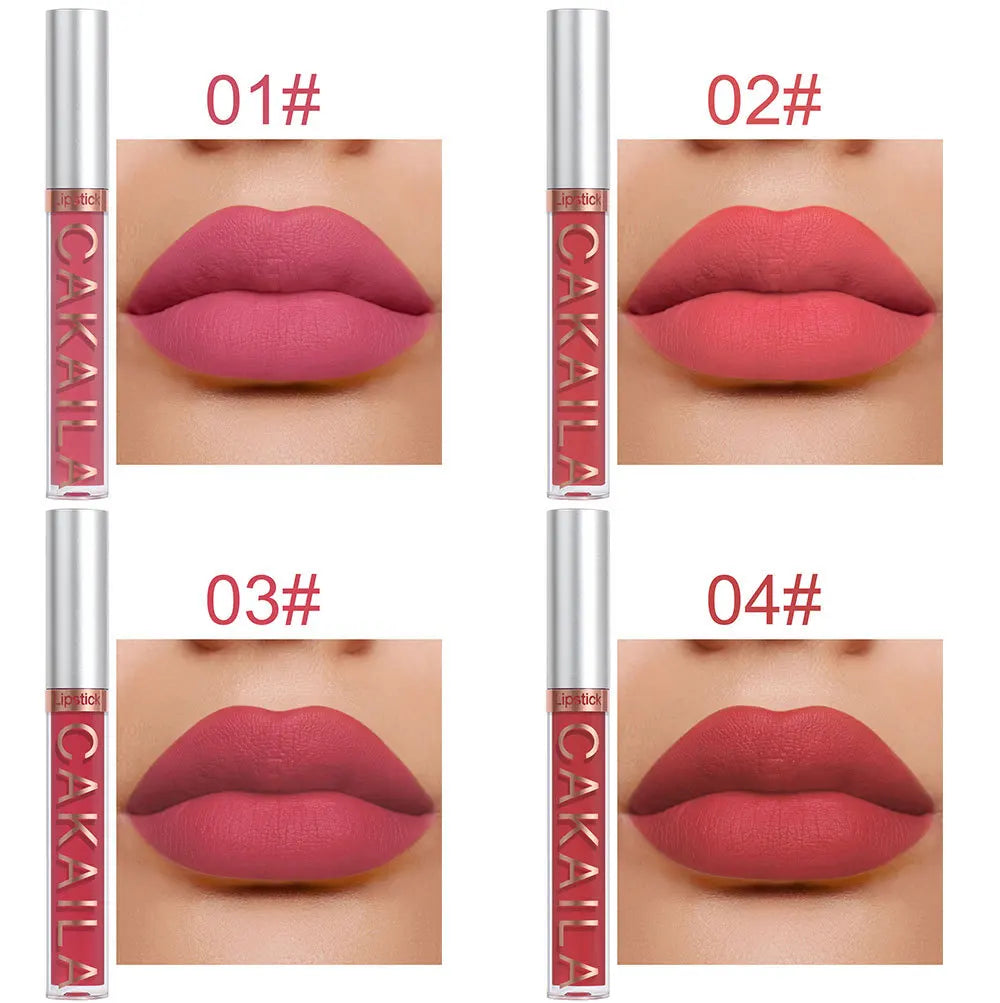 4pcs/10pcs/set Nude Lip Gloss Matte Velvet Lipstick Waterproof Long-lasting  Liquid Lipstick Women Moist Lip Tint