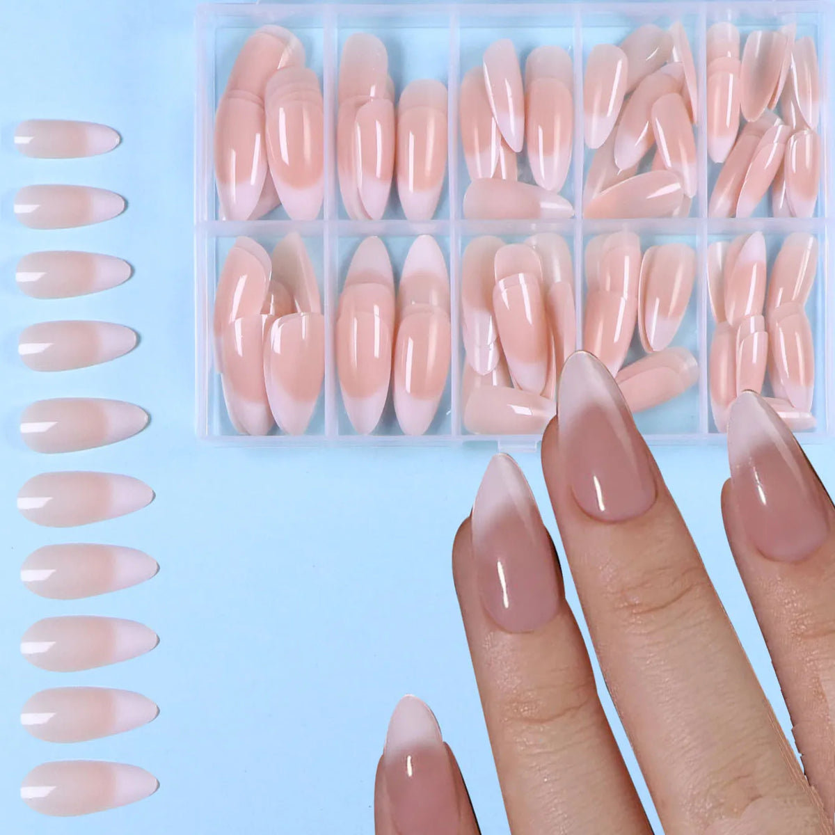 120pcs -box Almond White French Fake Nails for Stylish Women & Girls, Perfect for Daily Chic or Party Celebrations