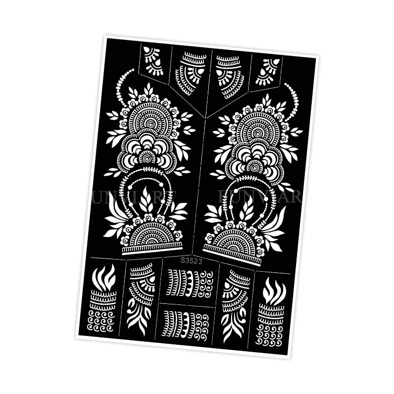 Reusable Stencil for Henna Flower Mehndi Design Tattoo Template for Women Henna Tattoo Stencil for Hand Foot Body Painting