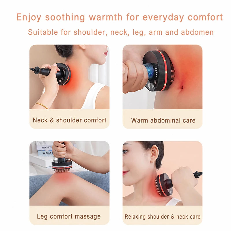 Electric Gua Sha Massager, Heating Body Massage Brush for Neck, Shoulder, Back, Legs and Abdomen, Portable Warm Massage Device f