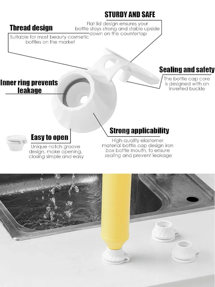 Bottle Emptying Caps, 3/6pcs Adapters Transfer Connector, 3 Sizes Inverted Caps Flipping Bottle, Inverted bottle cap Get Every D
