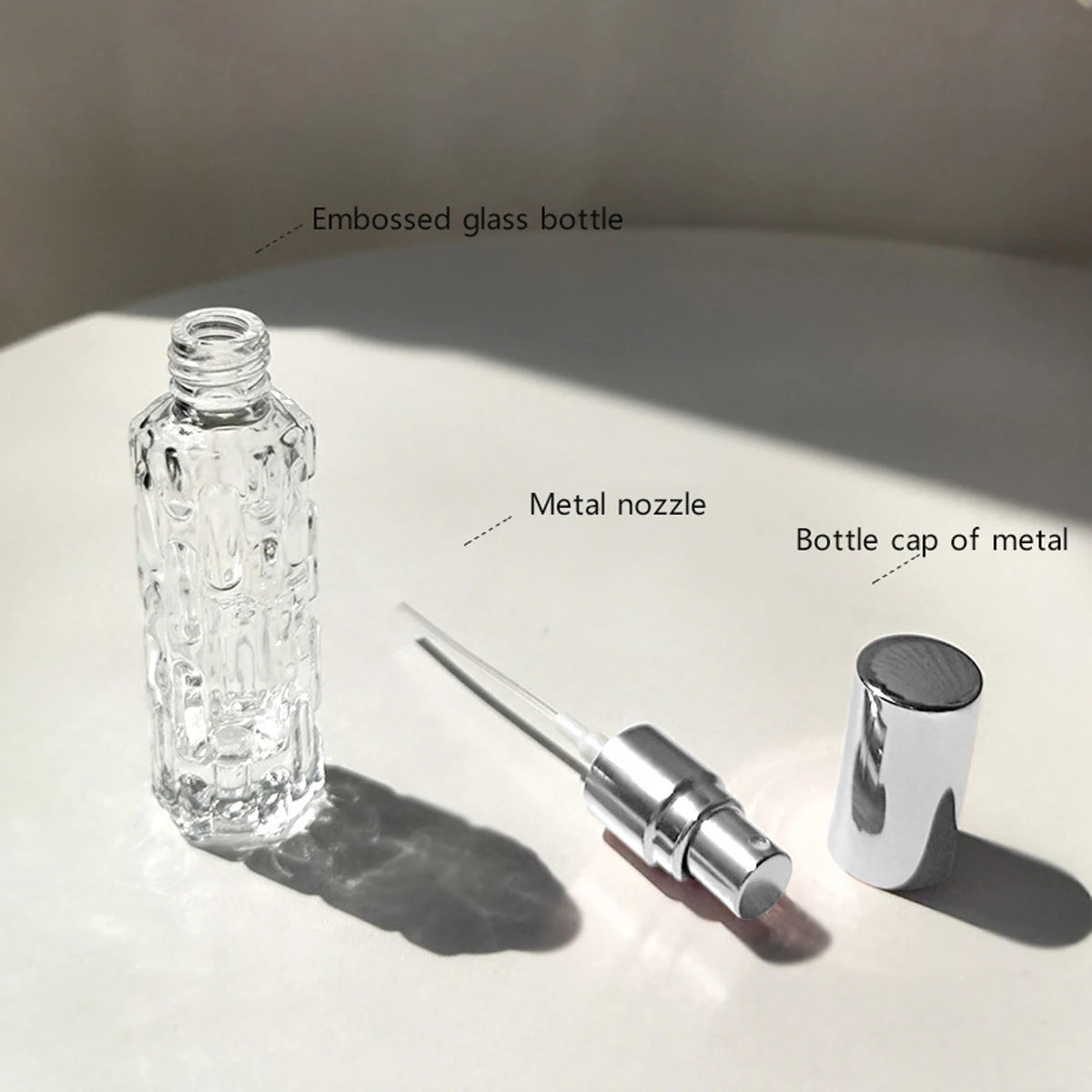 1pc-10ml glass perfume spray bottle Aluminum spray head perfume dispenser bottle press empty bottle