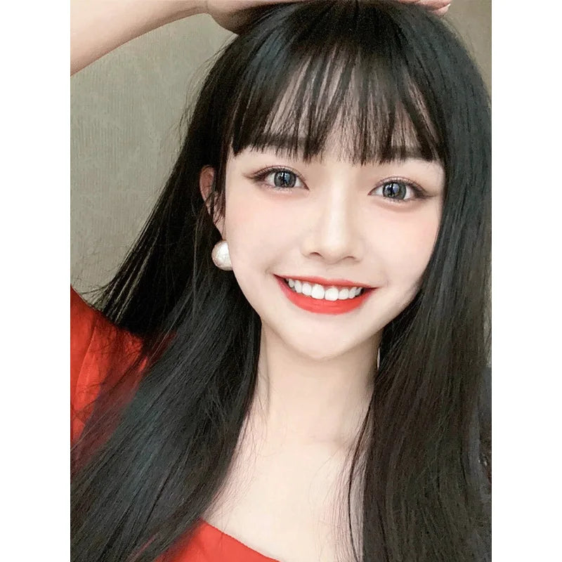 Synthetic Air Bangs Hair Clip-In Extension Heat Resistant Invisible Hairpiece Women Natural Black Bangs Hair Clip Hair Extension