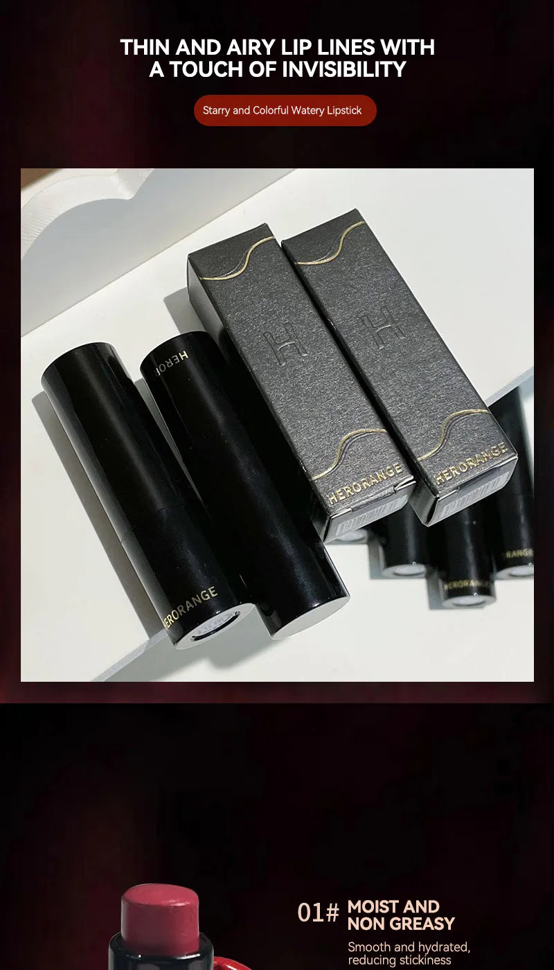 Lipstick Red Brown Lipstick Waterproof Moisturizing Mirror Lipstick Lip Gloss Natural Long-Lasting Makeup Valentine's Day Gift