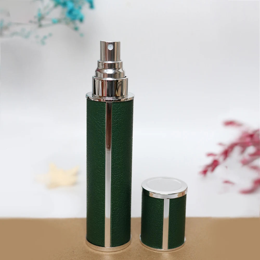 10ml Luxury Leather Wrapped Glass Perfume Spray Bottle, Portable Mini Refillable Perfume Atomizer, BPA-Free Cosmetic Container