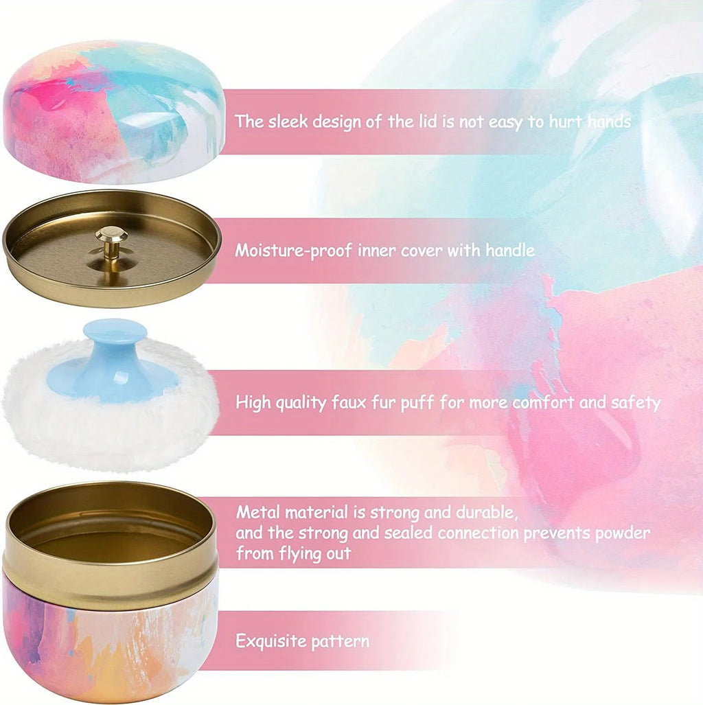 Makeup Puff and Powder Container for Body Dusting Powder Case with Puff fo Women Loose Powder Containers with Puff for Travel