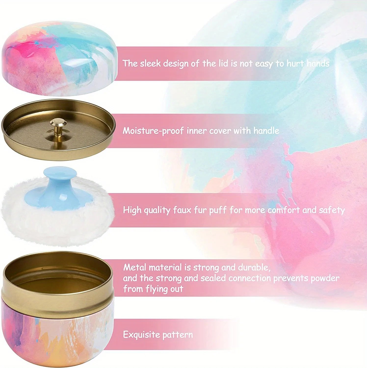 Makeup Puff and Powder Container for Body Dusting Powder Case with Puff fo Women Loose Powder Containers with Puff for Travel