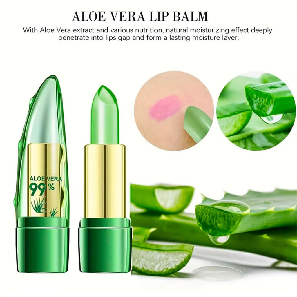 Moisture Lip Balm Aloe Vera Natural Lipbalm - Temperature Changed Color Lipstick Long Lasting Nourish Lips Care Makeup