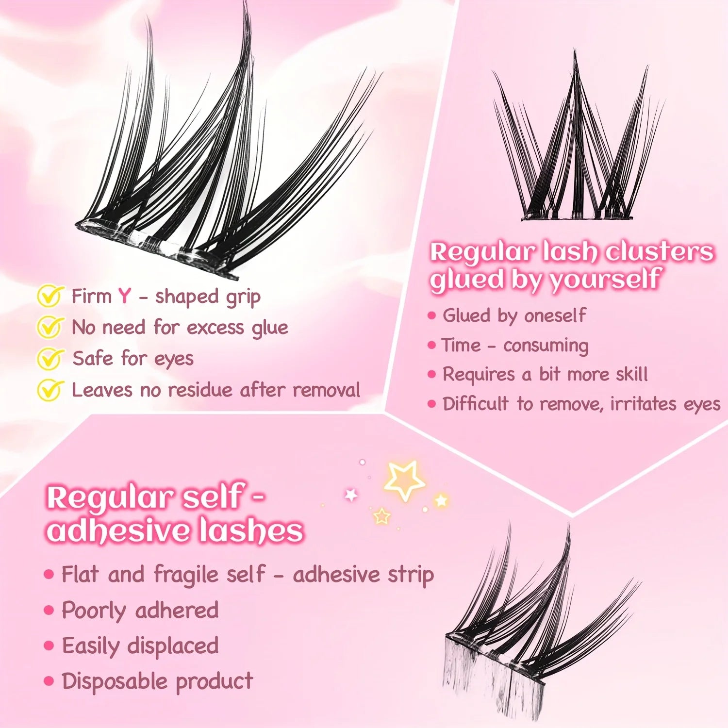 Korean-Style False Lash Extension Kit: 100 Self-Stick Clusters, Super Soft & Natural-Looking for Hassle-Free Daily Wear!