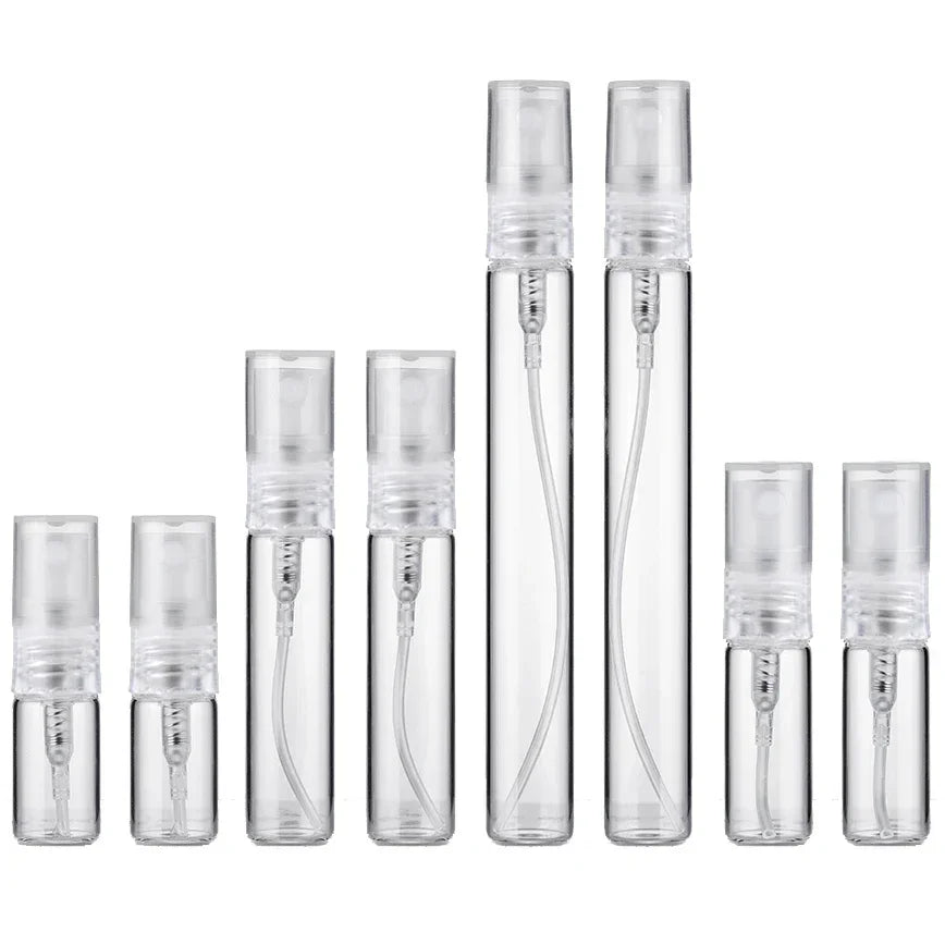 8PCS 10ml 5ml 3ml 2ml Refillable Mini Portable Perfume Bottle Empty Transparent Glass Sample Perfume Spray Bottle for Travel