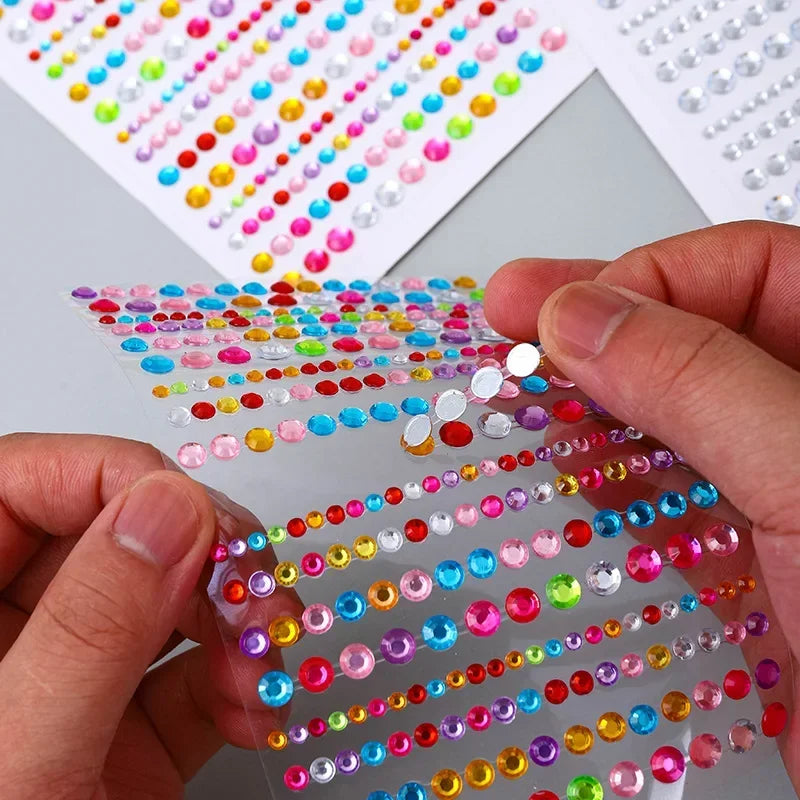Rhinestone Acrylic Face Decoration Sticker Party Eyes Makeup Crystal Self-adhesive DIY Sticker Girls Face Diamond Tattoo Sticker