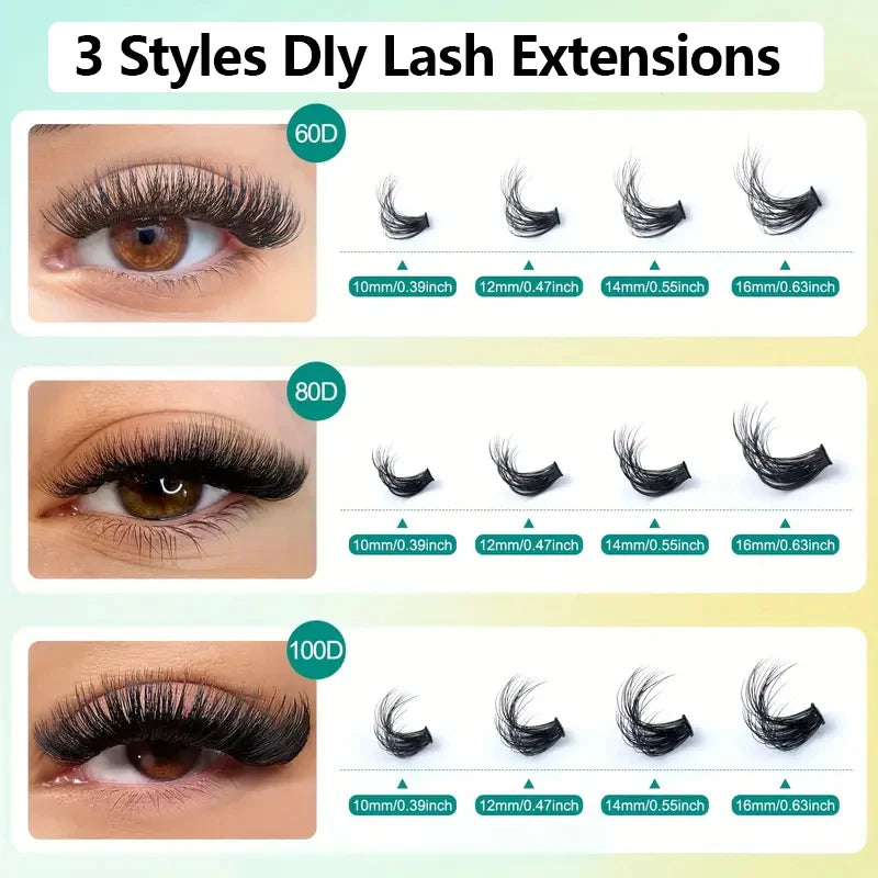60D80D100D Thick False Eyelashes with Mixed Length, D Curl Cat-Eye Style for a Fluffy And Dramatic Look Suitable for Beginners