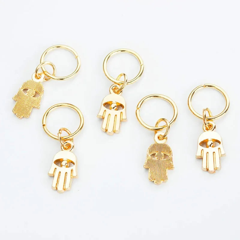 5-8Pcs Metal Hollow Out Hair Ring Accessories,Beads Hair Braid Rings Clips Dread Locks Hair Braiding Metal Cuffs Decoration Gold