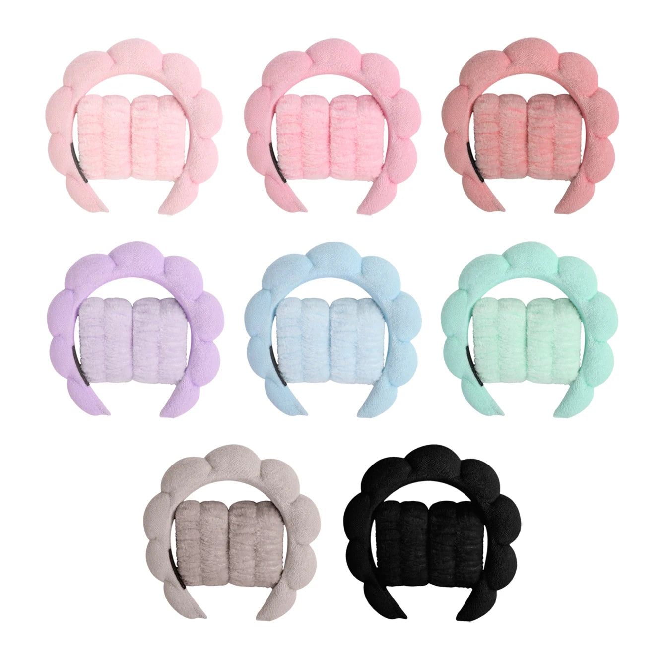 1/3Pcs Fashion Microfiber Washing Wristbands Scrunchies Puffy Headband Spa Bubble Headband for Washing Face Makeup Shower Skincare